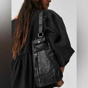 NWOT Free People Jagger Black Crossbody Sling Bag.